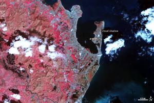 Satellite image of Haiyan destruction on the Philippines