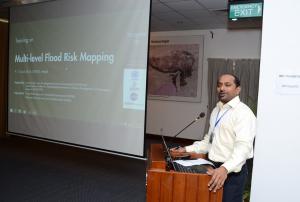 UN-SPIDER's expert, Mr Shirish Ravan, holding a lecture