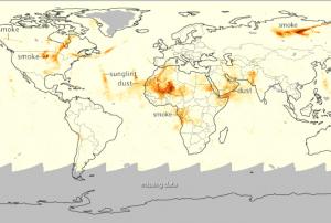 This map depicts the aerosol index for 19 July 2014