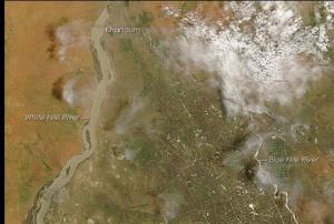 MODIS instrument showing unusually extreme floods in Khartoum in 2007