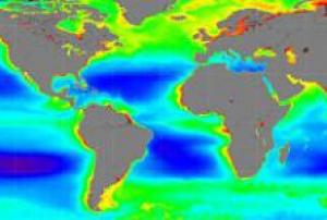 Global ocean color observations with satellite (Image: NASA)