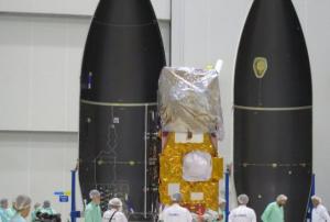 Sentinel-2A in the cleanroom at Europe's Spaceport in Kourou, French Guiana (Image: ESA/F. Gascon)