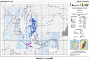 Contraction and expansion of water bodies during La Niña event in Colombia