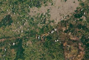 Image of the tailings dam flood on 30 January acquired by Operational Land Imager (OLI) on Landsat 8. Image: NASA. 