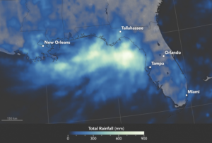 Map image courtesy of NASA Earth Observatory by Joshua Stevens, using IMERG data provided courtesy of the Global Precipitation Mission (GPM) Science Team's Precipitation Processing System (PPS). Caption by Pola Lem. 