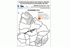 Uruguay's NDVI-based drought insurance pilot project. Map produced by GRAS or INIA