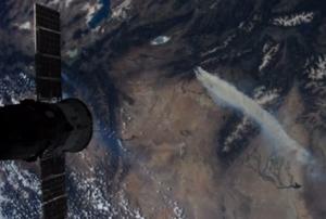 Western U.S. wildfires seen from space