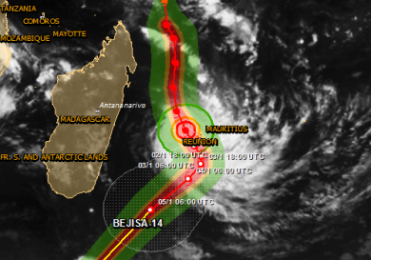 Tropical Cyclone Bejisa is expected to make landfall on La Réunion on 2 December