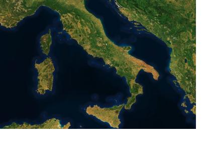 Italy cloudless - seen from space