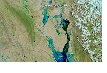 satellite image of floods in Bolivia