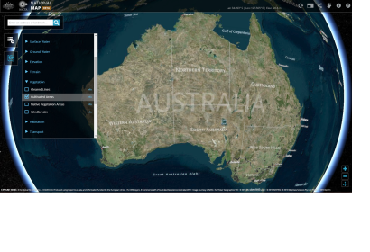 The web application allows users to overlay different geospatial datasets