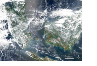 NASA’s Aqua satellite detected fires in Malaysia and Indian Ocean 's islands