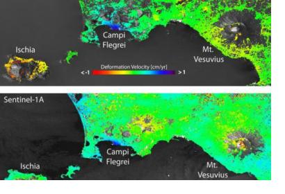 Comparing surface deformation data through Envisat and Sentinel-1A data over Bay of Naples in Italy (Image: ESA)