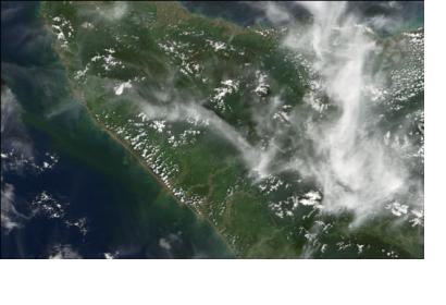 NASA's MODIS on Terra satellite shows changes in coastal line of Sumatra Island