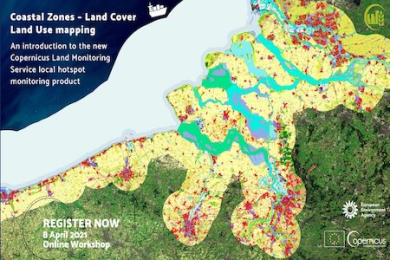 Banner for the Coastal Zones – Land Cover Land Use mapping online workshop. Image: Copernicus Land Monitoring Service.