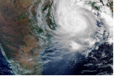 On 20 May 2020, the Copernicus Sentinel Mission captured this image of Cyclone Amphan making landfall over Bangladesh. Image: contains modified Copernicus Sentinel data (2020), processed by ESA, CC BY-SA 3.0 IGO.