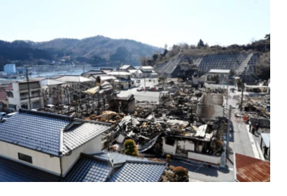 Ofunato City forest fire: Scenes from Rikuzentakata Ayasato area in photos – March 10. © Synspective Inc