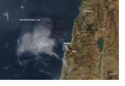 Israel fire in 2010. Image: NASA's archive 