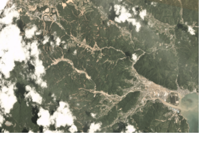 Flooding in Japan during July 2018 captured by PlanetScope. Image courtesy of Planet Labs, Inc CC-NC-BY 