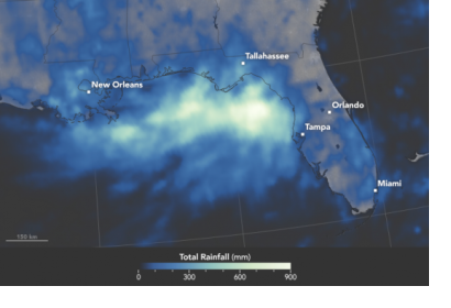 Map image courtesy of NASA Earth Observatory by Joshua Stevens, using IMERG data provided courtesy of the Global Precipitation Mission (GPM) Science Team's Precipitation Processing System (PPS). Caption by Pola Lem. 