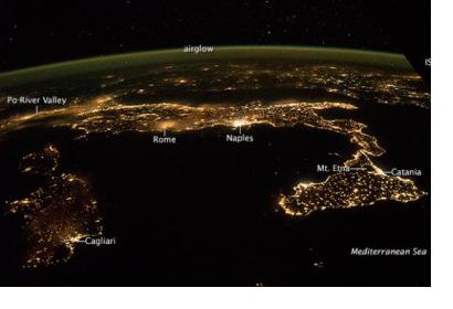 Night view of Italy. Image: NASA