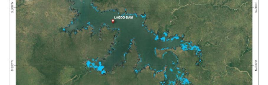 Image of Lagbo dam and sorrounding areas produced by NASRDA, Image courtesy of NASRDA